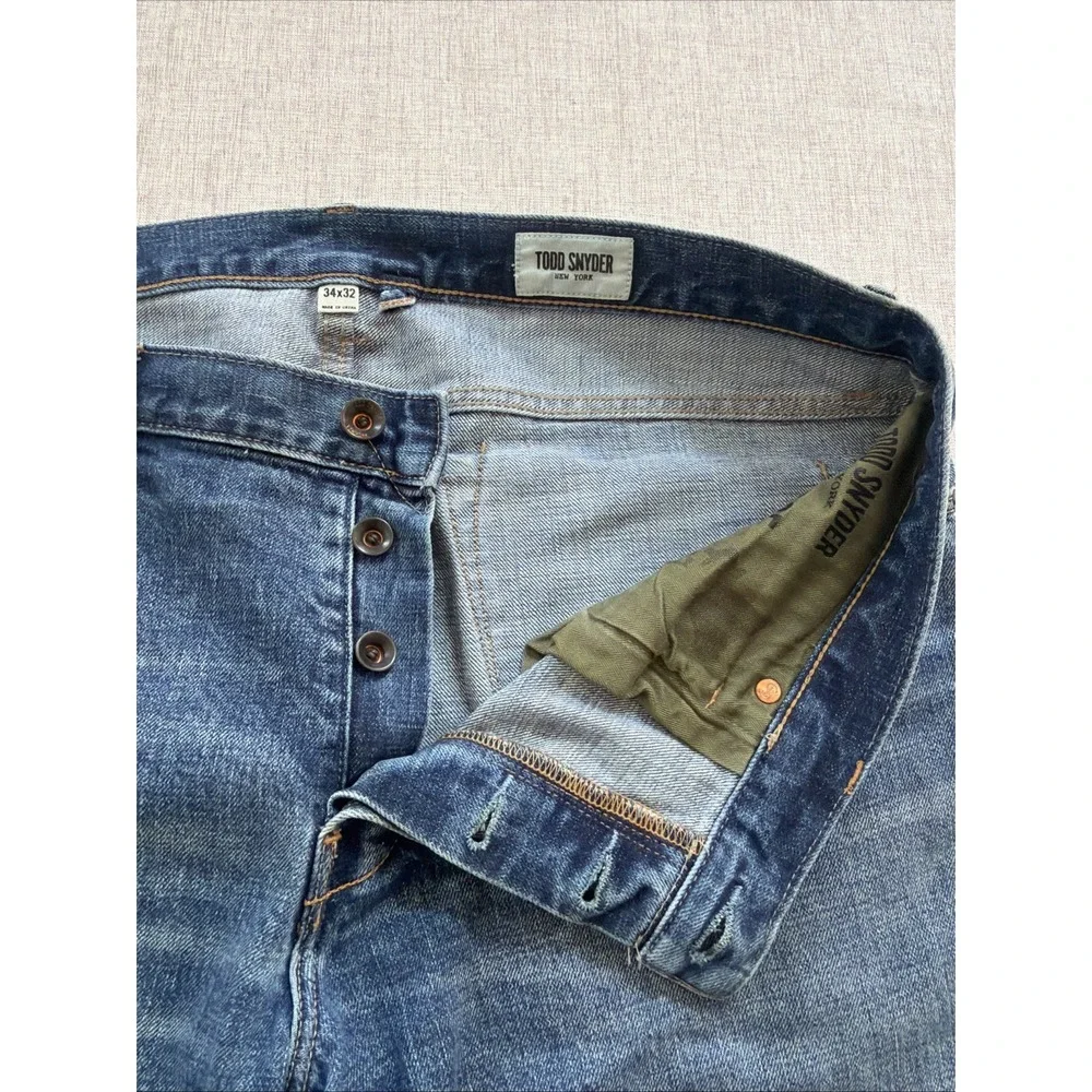 Todd Snyder Selvedge Jeans 34X32 Japanese Denim Button Fly Medium Wash